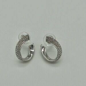 Pre-owned Swarovski Exist silver tone  hoop earrings.